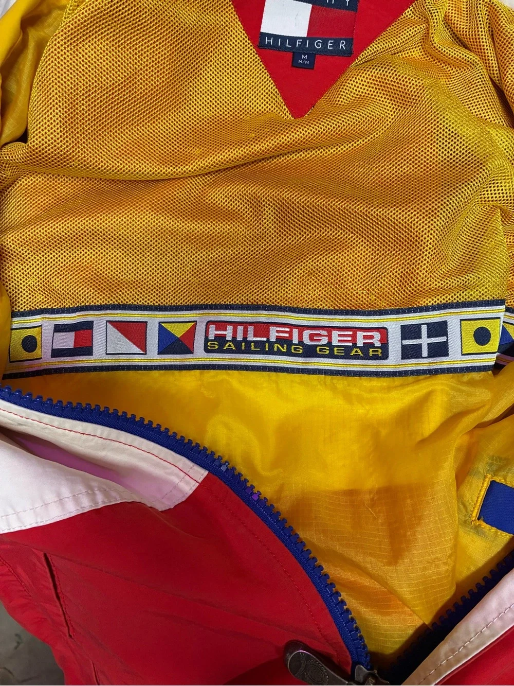 Rare Vintage Tommy Hilfiger Sailing Gear Jacket 90s Color-Block Hooded Size M